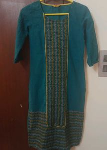 Aurelia Women's Blue Straight Kurta-XS