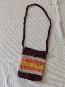 Handmade Striped Crochet Crossbody Bag