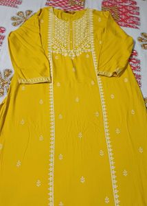 Yellow Embroidered Kurta