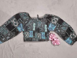 Patchwork Long Sleeve Crop Top