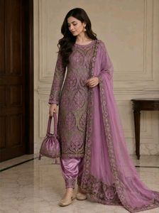 Elegant Lavender Embroidered Kurta Set