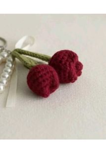 woolen tulip keychain with beeds