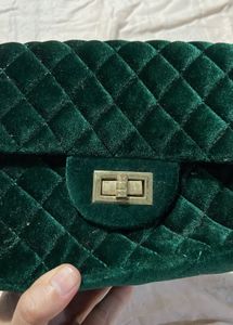 Emerald Green Velvet Shoulder Bag
