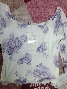 Sheer Floral Print Long Sleeve Top