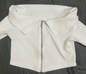 White Zip-Up Crop Top - FREE SHIPPING!!