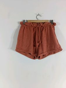 Rust Plain Casual Shorts (Women)