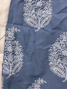 blue block print tie-strap kurti top