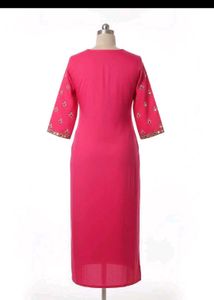 pink embroidery straight kurta