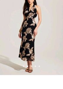 Floral Halter Neck Midi Dress