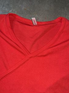Red Wrap V-Neck Top