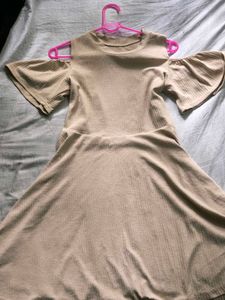 Beige nude Ribbed Bodycon Dress