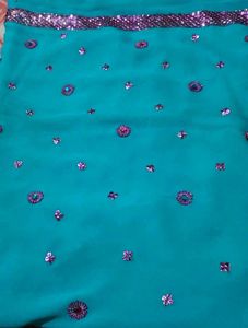Stunning Blue Sequined Saree
