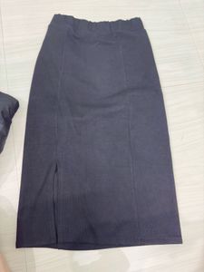 Black Slit Midi Skirt