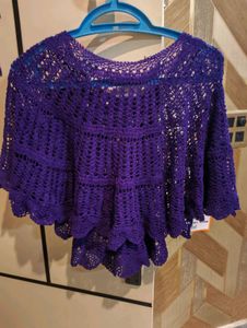 Purple Crochet Cape Blouse