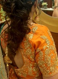 Brocade Silk Orange Embroidered Lehenga set
