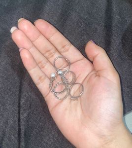 Assorted Silver Rings with Pearls
