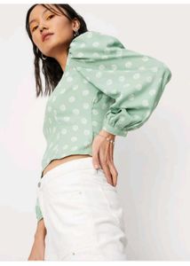Chic Mint Green Polka Dot Top