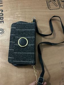 Stylish Black Woven Crossbody Bag