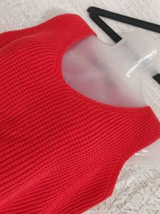 Red Knit Crop Top