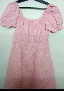 Puff sleeves pink charming frock