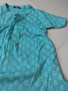 Stylish Teal Printed Kurta