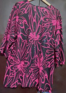 Pink💕 &amp; Black Floral Printed Top For 50 Bust