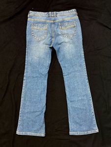 Vintage Rhinestone Blue Wash Bootcut Jeans
