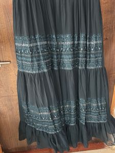 Elegant teal blue Tiered Ethnic Gown