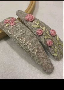 Handmade Embroidered Hair Clips Set