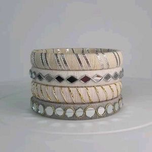 Yellow Thread Bangles (Set of 4)💛🧡🩷🩵