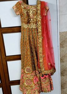 Festive Orange &amp; Gold Embroidered Lehenga Choli