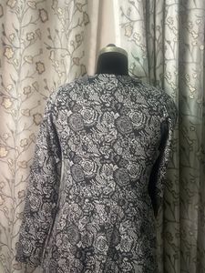 Black &amp; White Floral Print Mini Dress