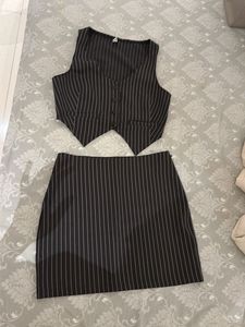 Pinstripe Vest and Skirt Set