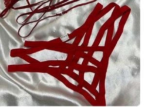 Red Strappy G-String Panty S