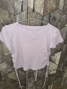 Cute Lavender Ruched Crop Top