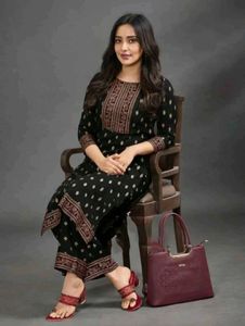 Elegant Black Kurta Set with Palazzo Pants