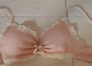 Charming Pink Lace Trim Bra
