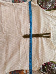 Cream Color Blocked Kurta