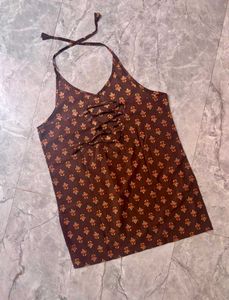 Women's Cotton Printed Halter Neck Backless Top