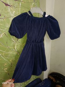 Elegant Navy Blue Bardot Dress