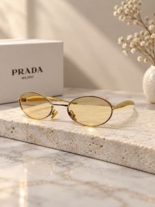 Prada Oval Sunglasses - Gold/Yellow