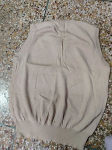 Sleeveless Beige Sweater Vest