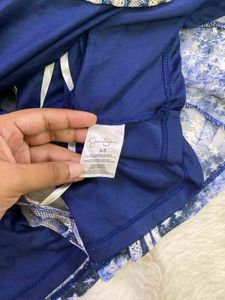 Boho Blue Floral Smocked Button-Up Top