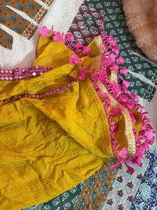 Vibrant Yellow &amp; Pink Ethnic Suit Set