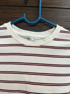 bershka crew neck Striped T-Shirt
