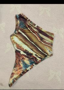 Asymmetrical Abstract Print Top