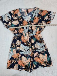 Tropical Print V-Neck Romper size M