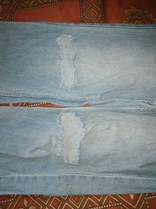 Light Wash Ripped Wide Leg Jeans