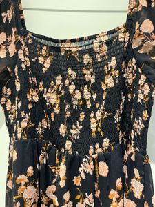 Floral Print Square Neck Midi Dress