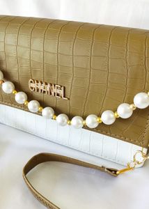 Olive green pearl handle handbag/slingbag